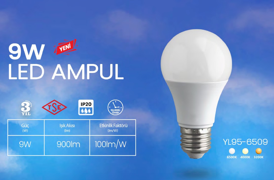 NOAS TSE 9W LED AMPUL 6500K